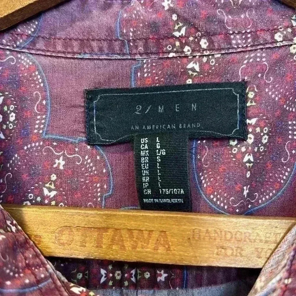 21Men Short Sleeve Button Up Shirt Large Paisley Pocket Pattern 100% Cotton Fun - Picture 5 of 7